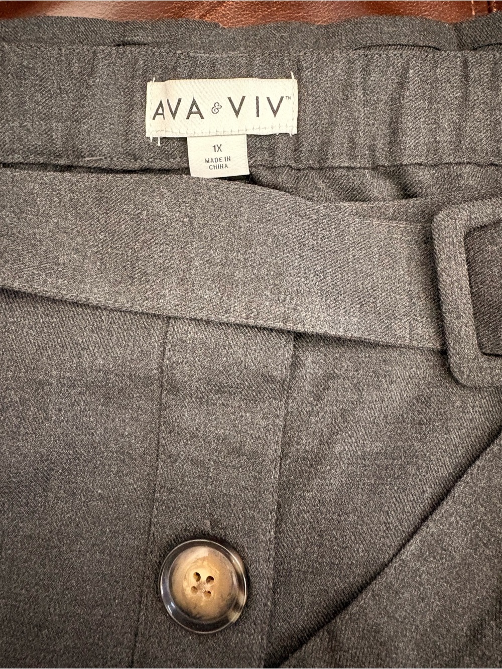 AVA & VIV Charcoal Gray Belted Skirt